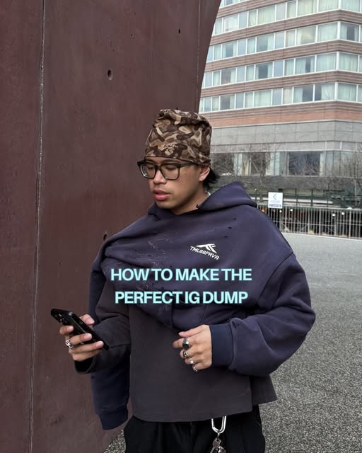 Portrait on a phone against a rust-coloured wall — “How to make the perfect IG dump”