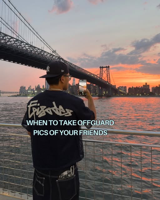 Shooting at golden hour by the Williamsburg Bridge — “When to take offguard pics of your friends”